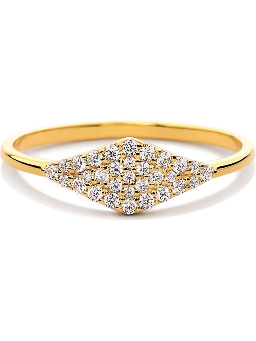 Chic Gold Plated Art Deco Pinky Signet Ring for Women - Vintage Pave Cocktail
